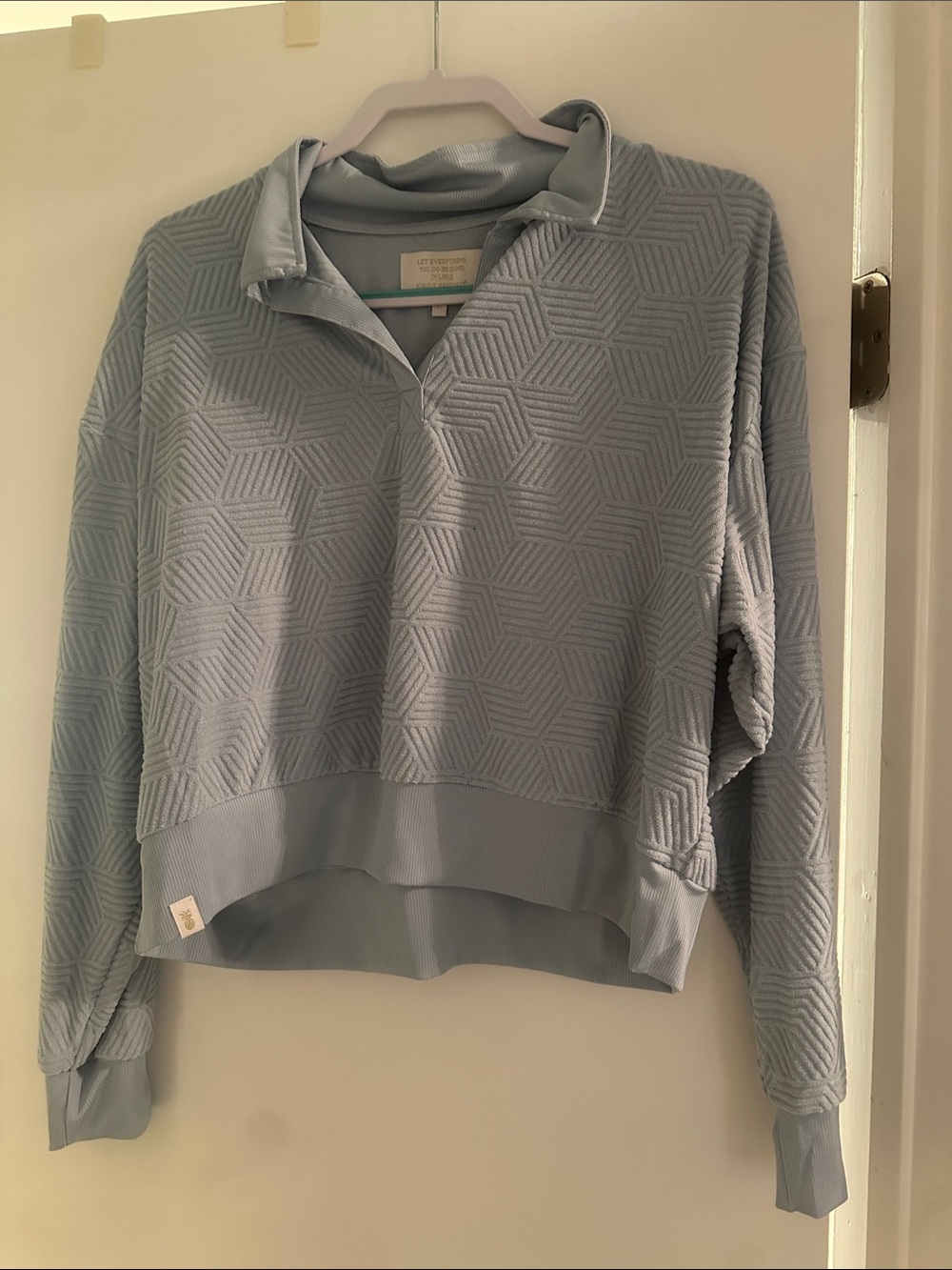 Simply SouthernTextured Light Blue Pullover Terry Sweatshirt